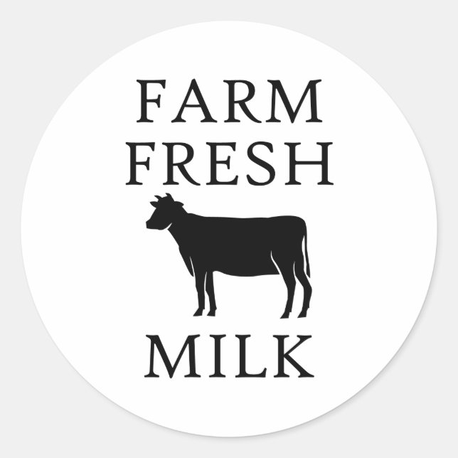 Frische Milch, Kuh Runder Aufkleber (Vorderseite)