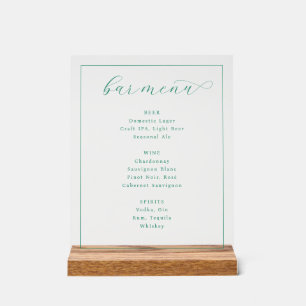 Frische Minze Minimalistisches Bar-Menü Acrylschild