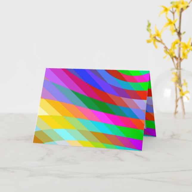 Frische MultiColor Streifen Faltes GreetingCard Karte (Gelbe Blume)