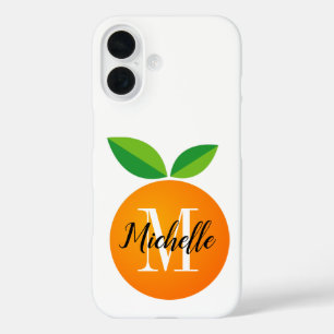 Frische orange Frucht kundenspezifische Monogramm iPhone 16 Hülle