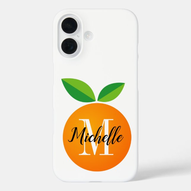 Frische orange Frucht kundenspezifische Monogramm  iPhone 16 Hülle (Rückseite)