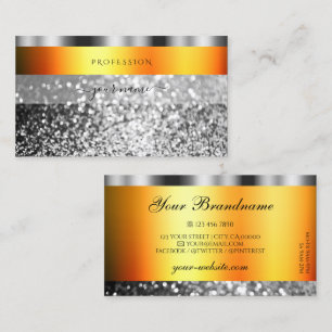 Frische Orangen- und Silberfesseln Glitzer Elegant Visitenkarte