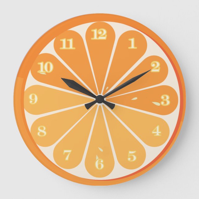 Frische Orangenschleifwand: Zitrusfrüchte Große Wanduhr (Vorderseite)