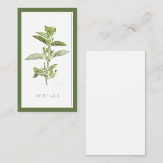 FRISCHE OREGANO 3.5x2 Flachkarte / Grün Mitteilungskarte (Vorne/Hinten)