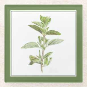 FRISCHE OREGANO Glasgetränkekappe (-text) Grün Glasuntersetzer