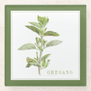 FRISCHE OREGANO Glasgetränkekappe (+text) Grün Glasuntersetzer