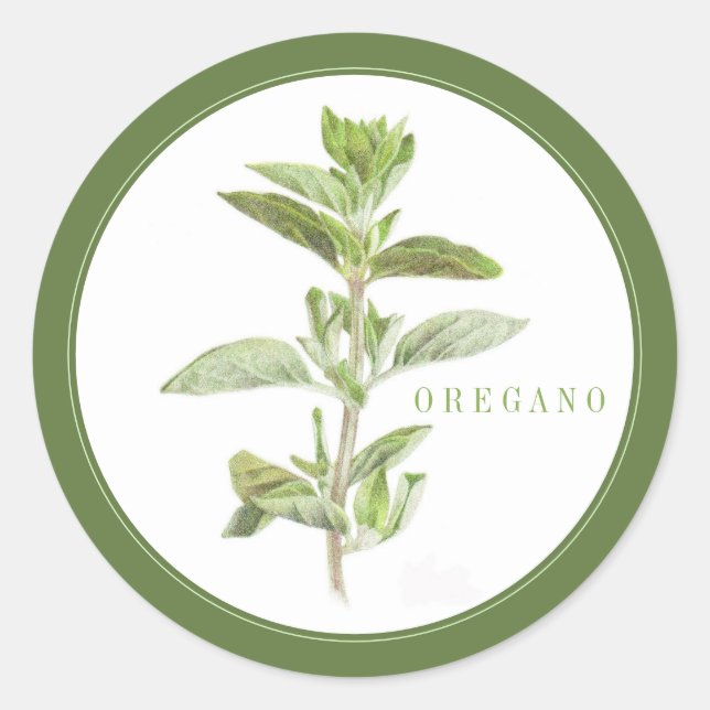 FRISCHE OREGANO Große runde Sticker (+Text) Grün (Vorderseite)