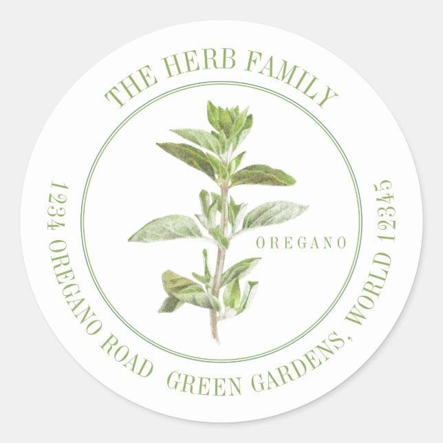 FRISCHE OREGANO Kleine Rundrede Umschlag Aufkleber (Vorderseite)