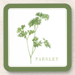 FRISCHE PARSLEY-HartplastikUntersetzer (+text) Grü Getränkeuntersetzer
