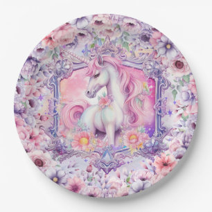 Frische Pasta Rosa Einhorn Girl Pappteller