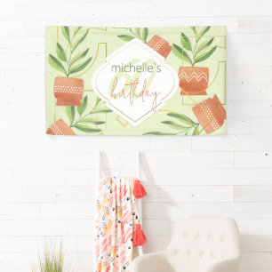 Frische Pflanze in Keramik Wasserfarbe Banner