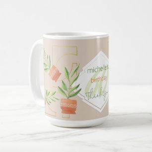 Frische Pflanze in Keramik Wasserfarbe Kaffeetasse