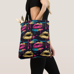 Frische Pop Art Lips Muster mit dynamischen Tropfe Tasche