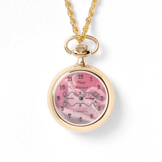 Frische Rosa Rose morgens frohe Pension Armbanduhr (Vorderseite)