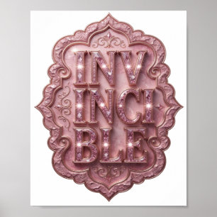 Frische rosa UNBESIEGBARE Zitat-Design Poster