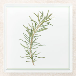 FRISCHE ROSEMARY Glass Beverage Coaster (-text) Glasuntersetzer