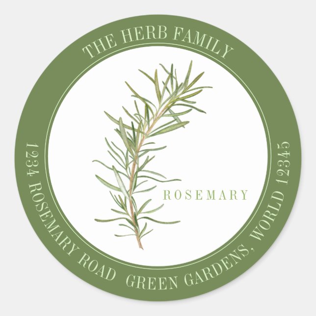 FRISCHE ROSEMARY Große Runde Umschlag Aufkleber -  (Vorderseite)