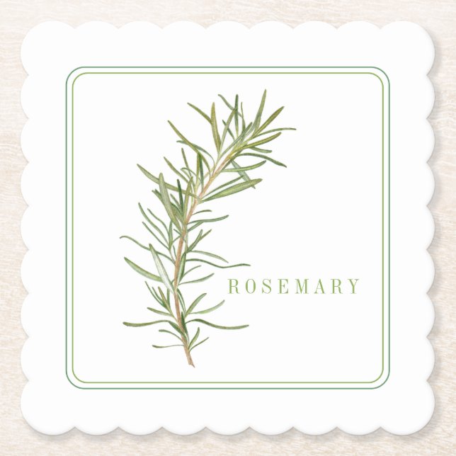 FRISCHE ROSEMARY Scalloped Square Untersetzer (+te (Vorderseite)