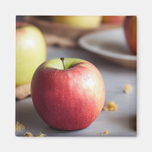 Frische rote Äpfel auf dem Tisch, Apfelkuchen Magnet