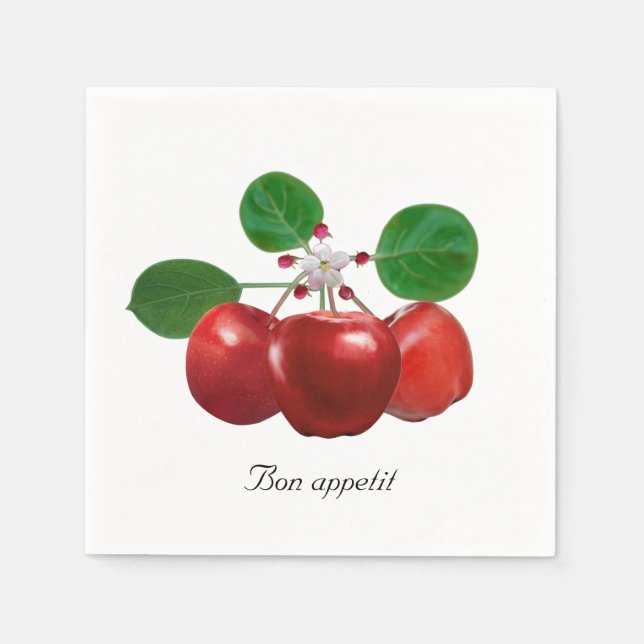 Frische rote Äpfel im Weißen Napkins Serviette (Vorderseite)