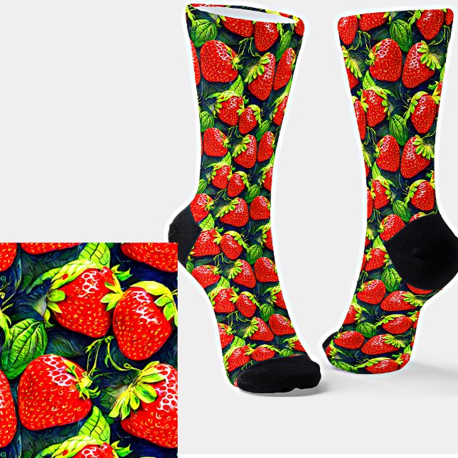 Frische Rote Erdbeeren Sweet Fruit Muster Socken (Von Creator hochgeladen)