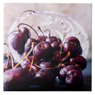 Frische rote Kirschen Fotografie Fliese