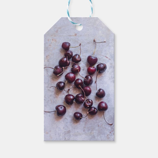 Frische rote Kirschen Fotografie Geschenkanhänger (Vorderseite)