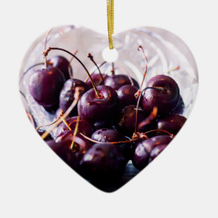 Frische rote Kirschen Fotografie Keramik Ornament