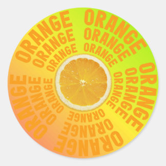 Frische & Saftige Orangenscheibe Typografie Aufkle Runder Aufkleber