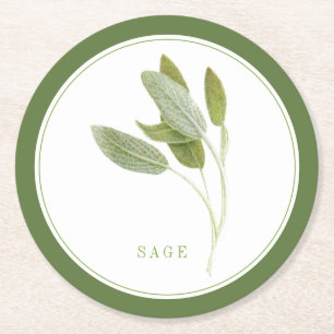 FRISCHE SAGE Round Paper Untersetzer (+text) Grünb
