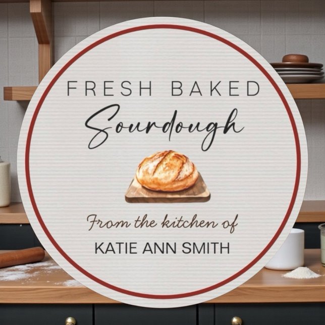 Frische Sauerteig-Bäckerei-Etiketten Aufkleber  (Fresh baked sourdough labels from the kitchen of)