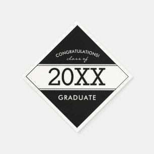 Frische Schwarz-Weiß-Graduiertenpartei Napkins Serviette