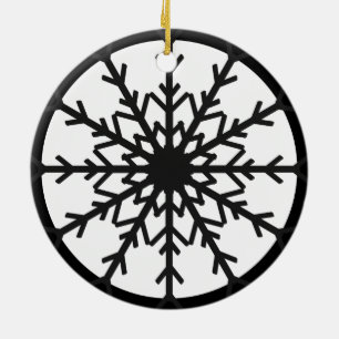 Frische Schwarz-Weiß-Schneeflocken-Urlaubsornament Keramikornament