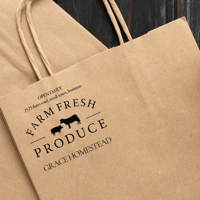 Frische Schweinefleischerzeuger Bauern Markt Name  Gummistempel (Von Creator hochgeladen)