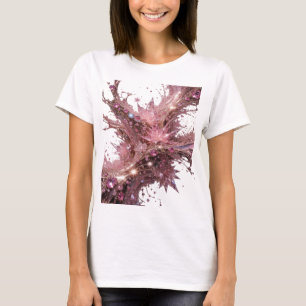 Frische Silber-Rosa-Kristall-Blumen-Shirt-Design T-Shirt