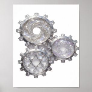Frische silberne ZAHNRÄDER DES UNIVERSUMS Poster