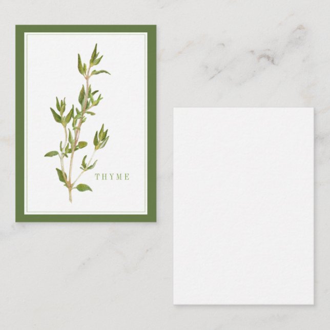 FRISCHE THYME 3.5x2.5 Flachkarte / Grün Mitteilungskarte (Vorne/Hinten)