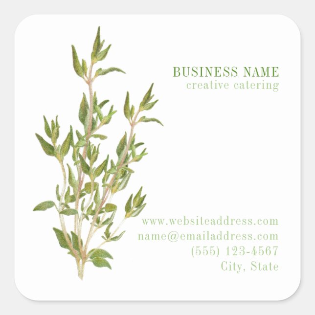 FRISCHE THYME Biz ID Kleine Aufkleber am Platz (Vorderseite)