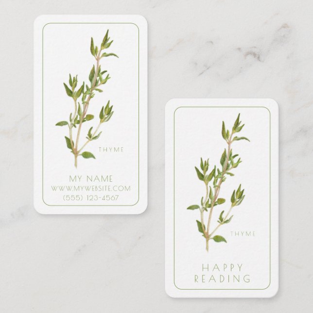 FRISCHE THYME Business Lesezeichen - 3,5 x 2 Card Mitteilungskarte (Vorne/Hinten)