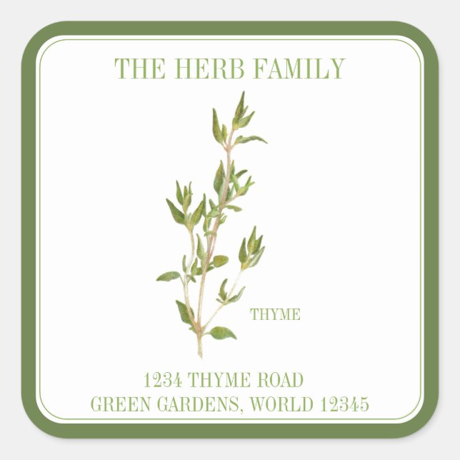 FRISCHE THYME Große Umschlag Aufkleber - Grün (Vorderseite)