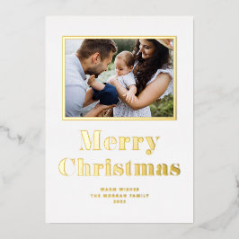 Frische Typografie Frohe Weihnachtsfeier Foto Folien Feiertagskarte