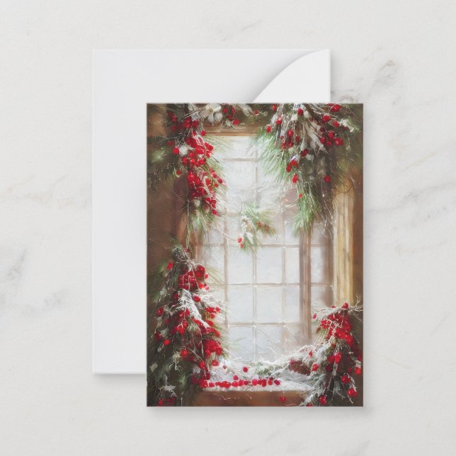 Frische und Beeren Fenster Budget Mini Weihnachten Mitteilungskarte (Vorderseite)