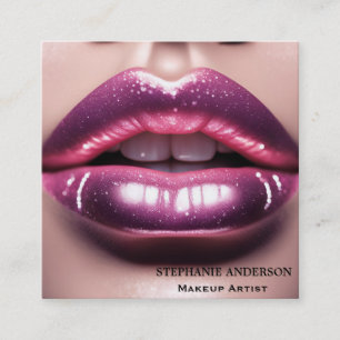 Frische und elegante Rosa Lippen Makeup Artist Quadratische Visitenkarte