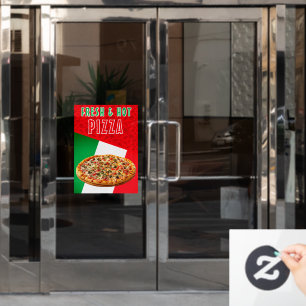 Frische und heiße Pizza mit Pizza-Explosion Fensteraufkleber