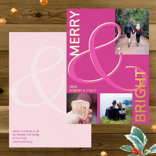Frische und helle Typografie 3 Foto Pink Gold Folien Feiertagskarte