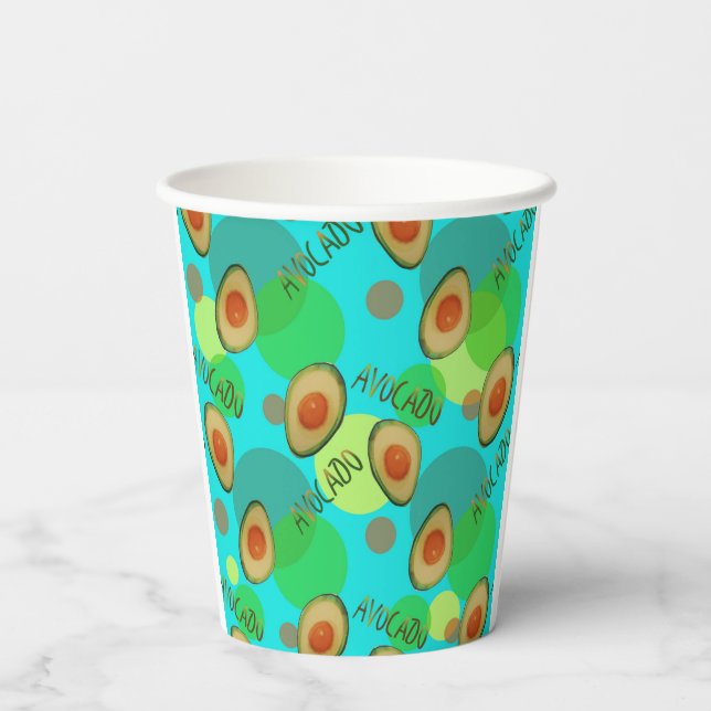 Frische und lustige Avocadomuster Pappbecher (Rückseite)