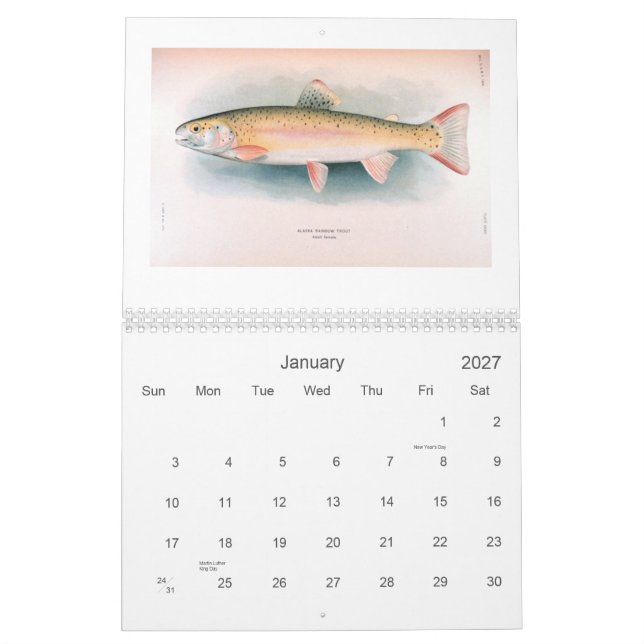 Frische und Salzwasserfisch-Kalender Kalender (Jan 2027)