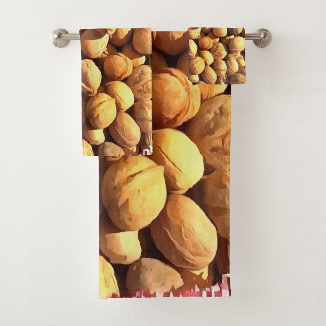 Frische Walnüsse Hyperrealistische Malerei Badhandtuch Set (Insitu)