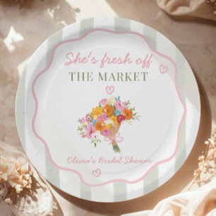 Frische Ware vom Markt Rosa Grüne Hochzeitsdusche Pappteller