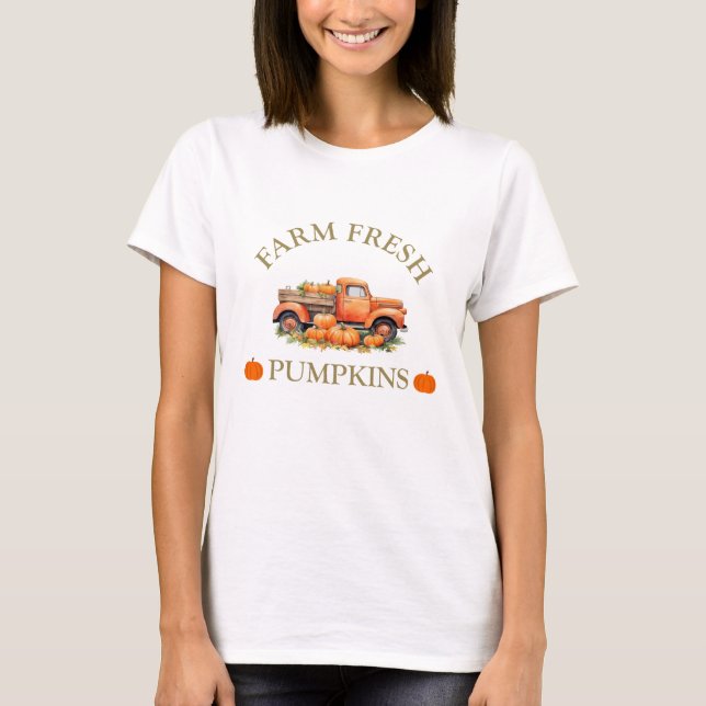 Frische Wasserfarbenkürbis fallen Herbst T-Shirt (Vorderseite)